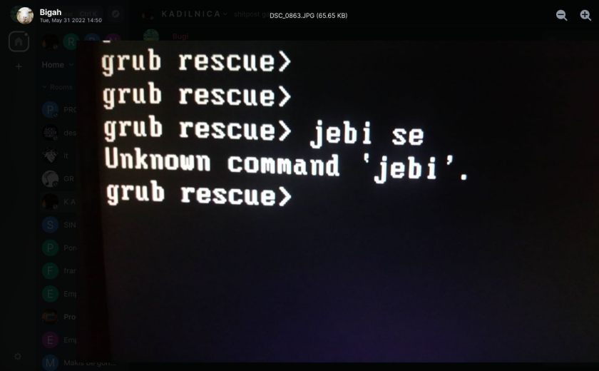 biga ne zna prižgat pokvarjenga kompa