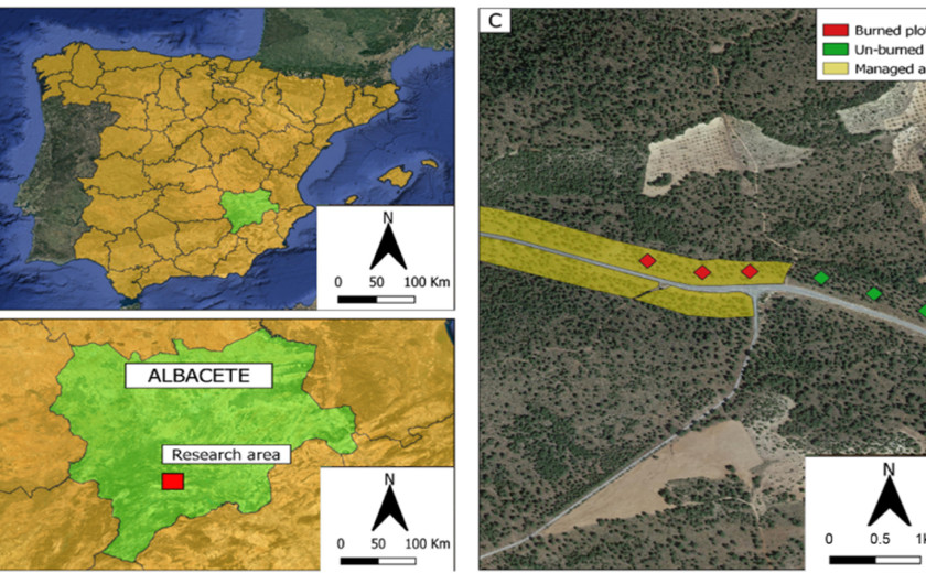 Zemljevid Španije z označenim testnim območjem