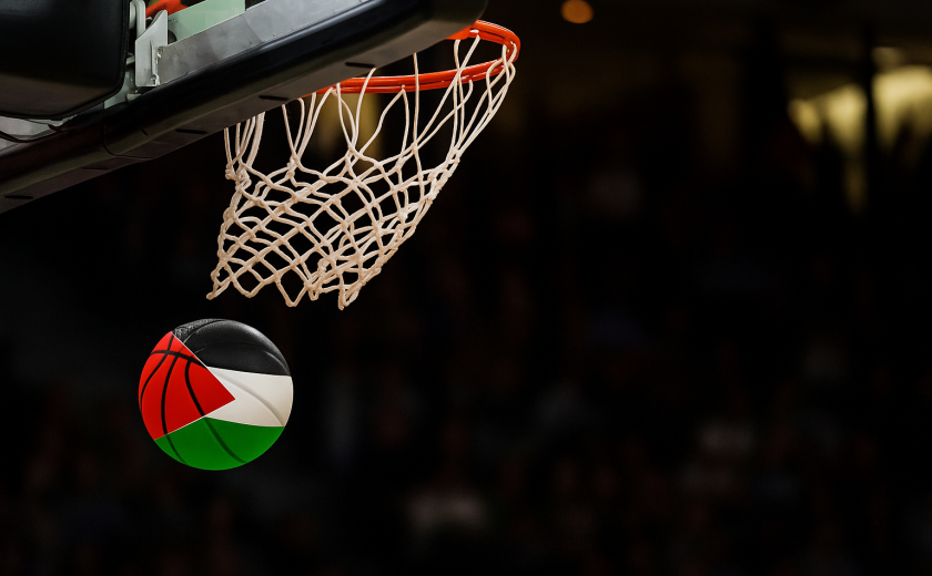 Košarkarska žoga v barvah palestinske zastave