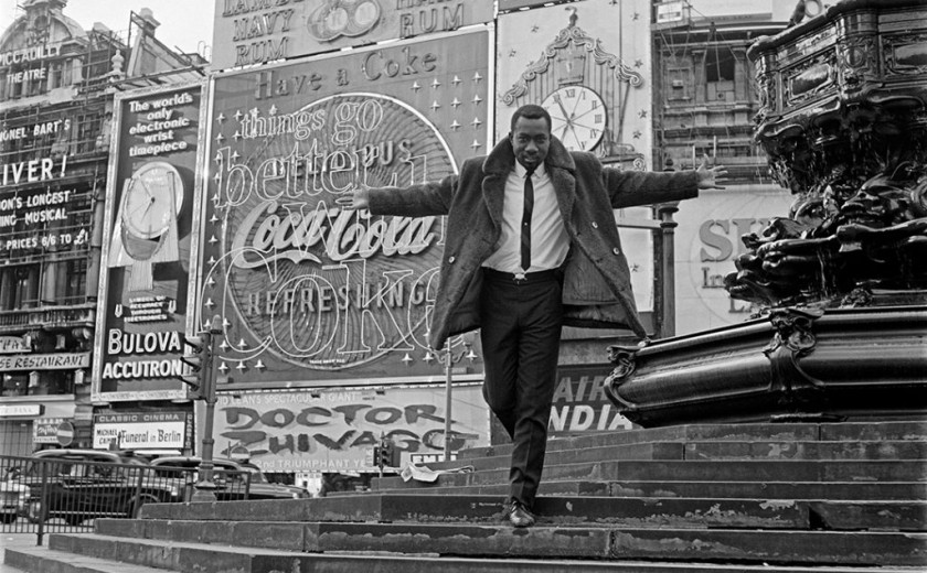 Mike Eghan Jr. first black DJ in London, photographed by James Barnor in Piccadilly Circus, CIRCA 1967