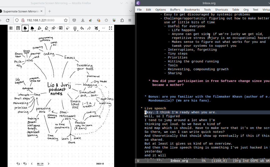 Interview screenshot and braindump